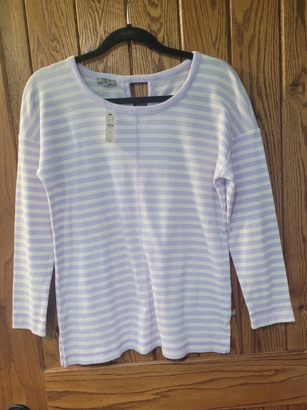 Talbots Lavender and White Striped Crewneck Sweater